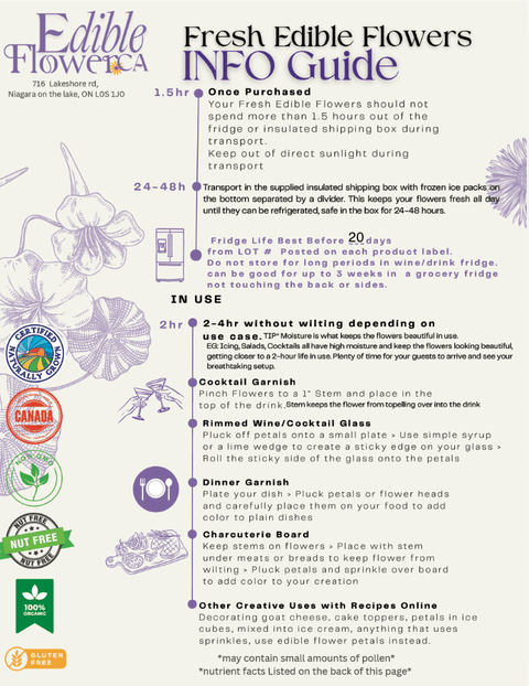 How to use fresh edible flowers - Edibleflower.ca by Heirloom Acres NOTL